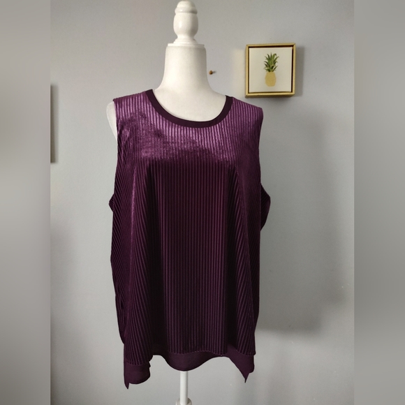 Calvin Klein Tops - Calvin Klein Plus Women's  1X Ribbed Sheer Layered Purple Blouse Top. With tag